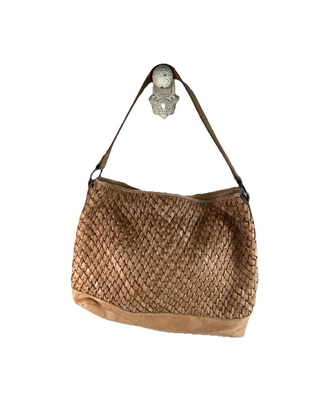 MADE IN INDIA genuine leather basketweave pattern Hobo handbag